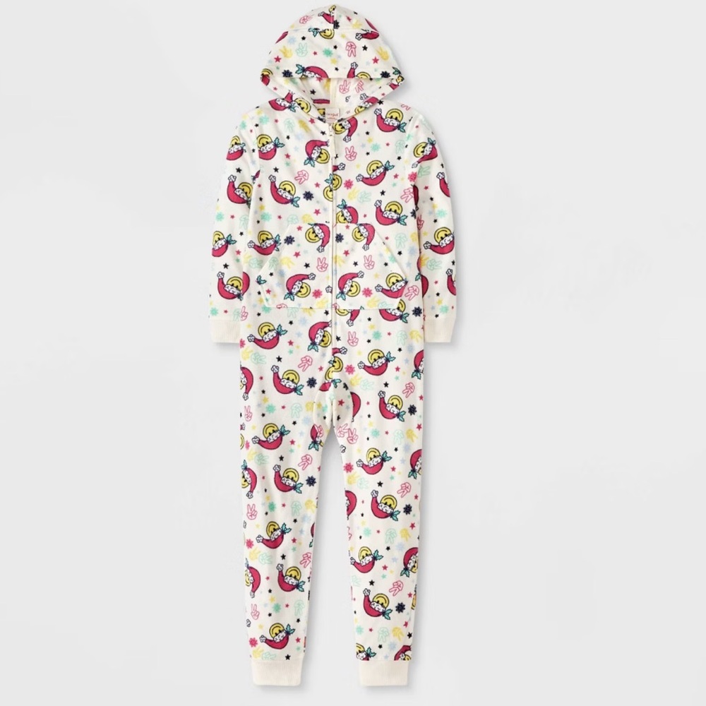 Christmas Cozy Smiley Santa' Union Suit - Cat & Jack™ Cream